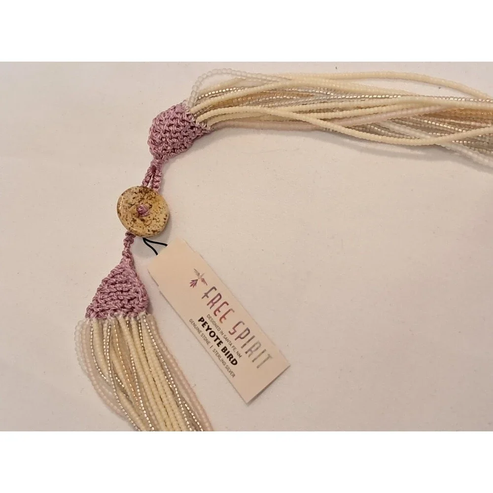 NWT Peyote Bird Multi Strand White Neutrals Seed Bead Necklace 20